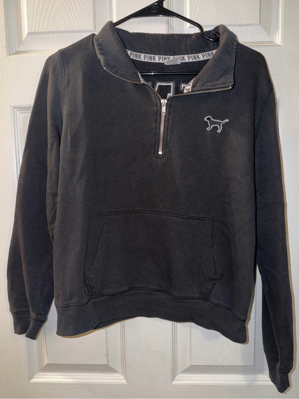PINK Victoria's Secret Black Quarter-Zip Pullover Sweatshirt
